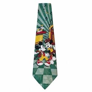 Vintage Disney Mickey Minnie Jukebox Novelty Tie Music Theme 3.75x58 Green Poly